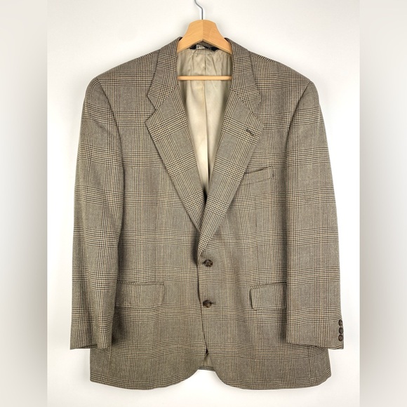 Burberry Vintage Wool Blazer 46R Brown Plaid